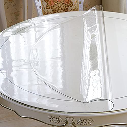 Nappe ronde transparente PVC 138 cm facile à nettoyer pour table basse salle à manger