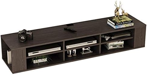 Belovedkai Wall Mounted Media Console, 66" Floating TV Console Stand Hanging TV Cabinet Storage Shelf with 8 Open Storage Spaces