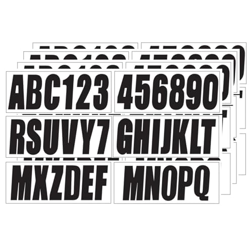 Image of 24 Sheets 3 Inch Black Self Adhesive Vinyl Letters Numbers Stickers | Fit Boat Identification Number Hull Decoration Decor