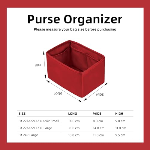 Image of DGAZ Silk Purse Organizer Insert Fits Chanel Duma Bags,Silky Smooth Bag Organizer,Luxury Handbag & Tote Shaper(Rouge Cassque,24P Large)