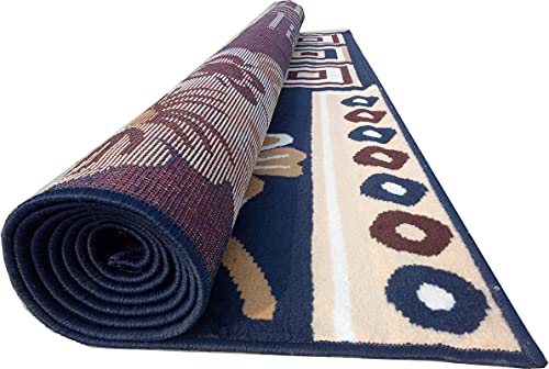 Image of Acrylic Rectangular Carpet for Hall | Mat for Living Room | 5x7 Feet Blue | Anti-Skid Carpets | Carpet for Bedroom Floor | Galicha for Hall | Home & Decor (150x195 CM - Blue Color)