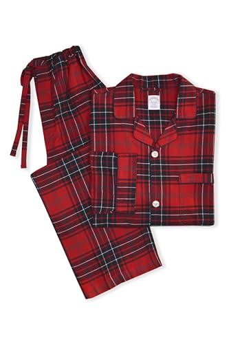 Brooks Brothers Mens Plaid Fleece Flannel Cotton Two Piece Pajama Lounge Set,