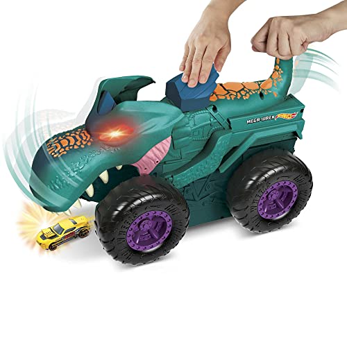 Hot Wheels Monstertruck Mega Wrex, ’frisst und verdaut’ Hot Wheel Autos, mit Beleuchtung und Geräuschen, Auto Spielzeug, Spielzeug ab 4 Jahre, GYL13