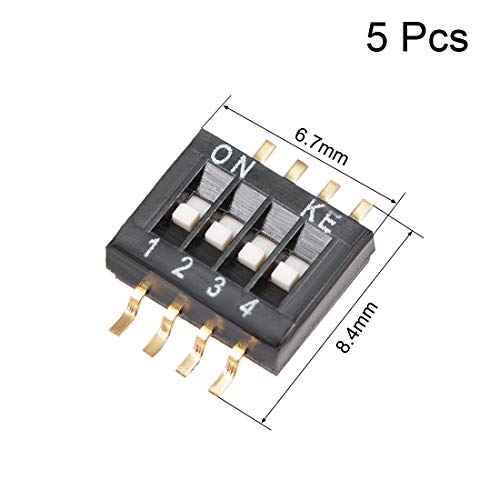 Uxcell 5 Pcs Black Surface Mounted Devices Dip Switch 1-4 Positions 1.27Mm Pitch For Circuit Breadboards Pcb #TOP2
