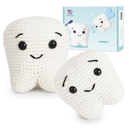 Image of Crochet Kit for Beginners, Crochet Kit w Step-by-Step Video Tutorials, Crochet Starter Kit Learn to Crochet Kits for Adults Kids Beginners, Crochet Kit Tooth (40%+ Yarn Content)