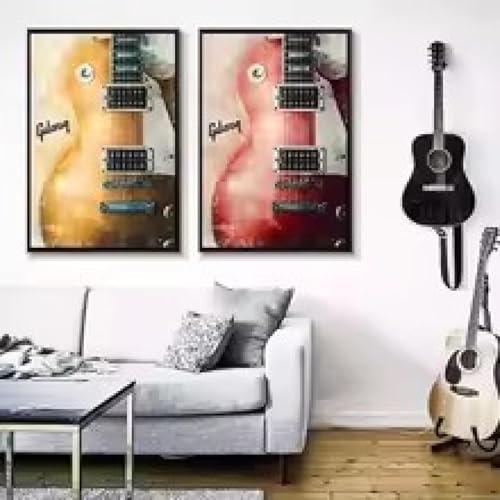 Affiche guitare aquarelle rétro 70x100 cm grand format moderne sans cadre TONGYINLI