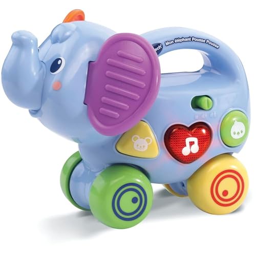 VTech- Elephant Pousse Baby Jouet Premier Age, 80-513605, Multicolore - Version FR