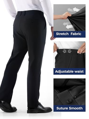 Mens Dress Pants, Cool 24X Men's Casual Classic Fit Golf Work Stretch Pants Lightweight Flat Front Pants2
