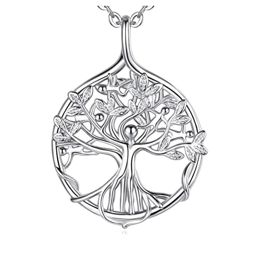 INFUSEU Collar Arbol De La Vida, Cadena De Plata De Ley 925 Arbol Genealogico Joyas Colgante Personalizado El Mejor Regalo Para Damas