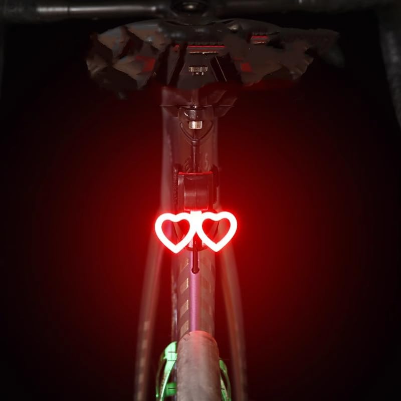 YADIRF Luz trasera creativa de forma redonda de doble corazón impermeable para ciclismo, camping, senderismo (corazón)