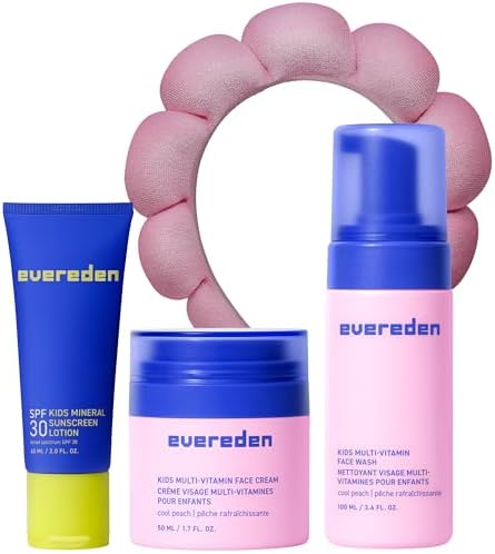 Evereden Kids Mineral Sunscreen, Face Wash, Cream & Headband, EWG Verified