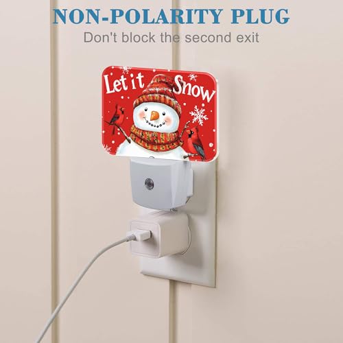 Image of Christmas Snowman Night Light for Kids, Let is Snow LED Night Light Plug into Wall with Dusk to Dawn Sensor for Girls Boys Women Men Room, Hallway, Kitchen, Bathroom, Stairs Decor