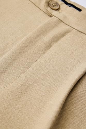 Image of SNITCH Men Casual Trousers| Baggy Fit Mid Rise Solid Plain Front Style | Breathable Cotton Blend & Lightweight Linen Fabric for Summer & Everyday Outings