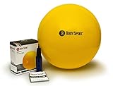 Body Sport Exercise Ball with Pump for Home, Gym, Balance, Stability, Pilates, Core Strength, Stretching, Yoga, Fitness Facilities, Desk Chairs – Yellow 65cm