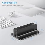 OMOTON VL01 Aluminum Vertical Laptop Stand Holder for Desktop, Black | Fits All MacBook, Surface, Chromebook and Gaming Laptops (Up to 17.3 inches), Adjustable Dock Size