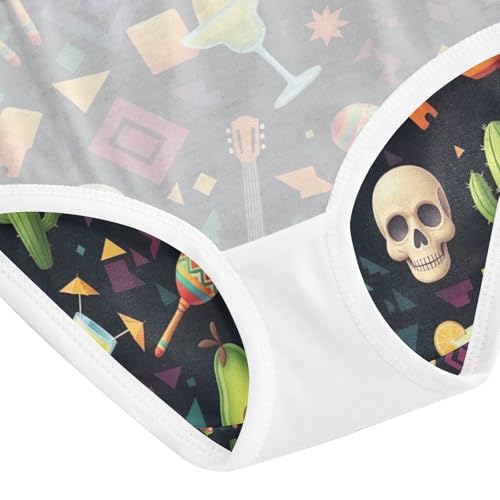 Mexican Guitars Skulls Toddler Girls Underwear, Cotton Underwear Girls, 2T–8 Years4
