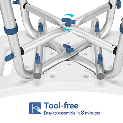 Greenchief 500 Lbs Adjustable Shower Chair With Back, Heavy Duty Eva Padded Bath Seat Medical Tool-Free & Greenchief Cushion For Shower Waterproof, Seat Foam Cushion With Hook, Bath Seat Cushion Mat #TOP7