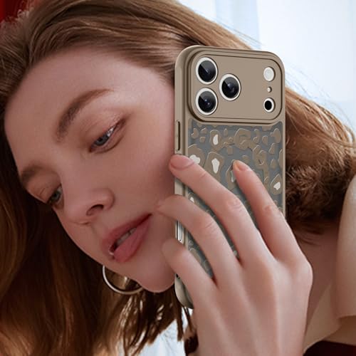Image of KANGHAR Case for iPhone 17 Pro Max Brown Leopard Printed Pattern | Compatible with Magsafe Cute Cheetah Protective Magnetic Case for Girls Women 6.9 inch