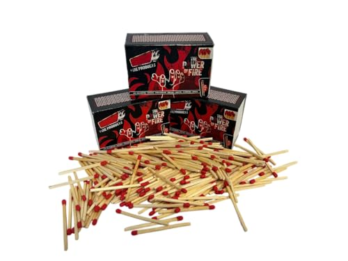 Fiammiferi in Legno Confezione da 720 Fiammiferi Lunghi 4,7 cm Confezione 3 scatole da 240 pezzi Fiammiferi per Caminetto Accendifuoco Stufa Barbeque Fiammiferi Barbecue BBQ Camino confezione Famiglia