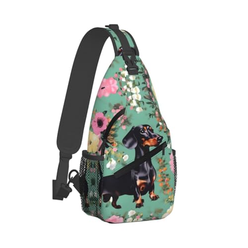 Mochila tipo bandolera floral para viaje y senderismo unisex miniatura 2