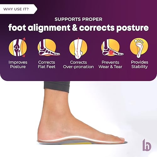 Image of betterhood PosturePro Arch Support Insoles | Small, 5-8 UK | Gel Insoles for Shoes, Flat Feet Arch Support Ergonomic Orthopedic Shoe Inserts, Thin and Non-Bulk Design, Cut to Fit (Pack of 1 Pair)