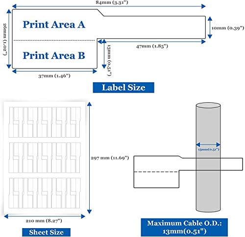 JatilEr 480PCS Cable Labels, Self-Adhesive Cable Markers Waterproof Tear Resistant Wire Labels Cable Tags Stickers Support Handwriting and Laser Printing - 8 Colors 16 Sheets (with 2 Writing Tools)