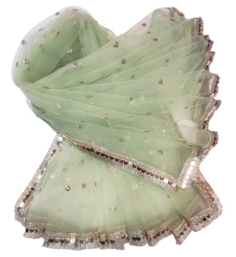 Image of Navti Creations Women's Lightweight Net Dupatta With Sequence Embroidery & Kiran Border (Length 2.25m)