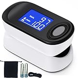 Finger Pulse Oximeter, Blood Oxygen Saturation and Pulse Rate Monitor, Includes 2x AAA Batteries, Lanyard
