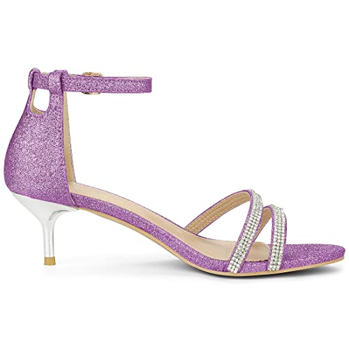 Allegra K Allegra K Women's Glitter Stiletto Heels Kitten Purple Heel Sandals 6 M US