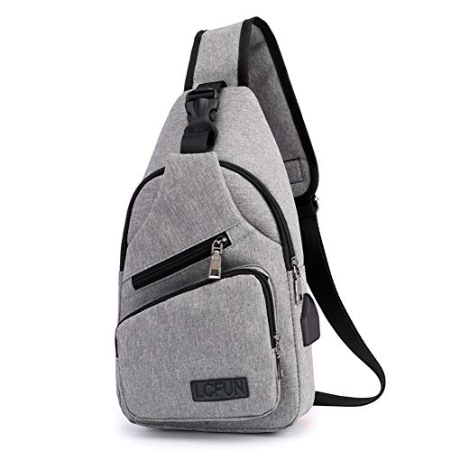 Canvas Sling Bag Shoulder chest cross body backpack, Men Women Crossbody backpack, usb