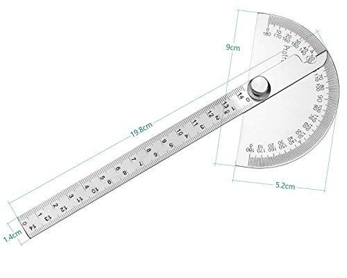 Goniometro 180 ° Rotante in acciaio inox con