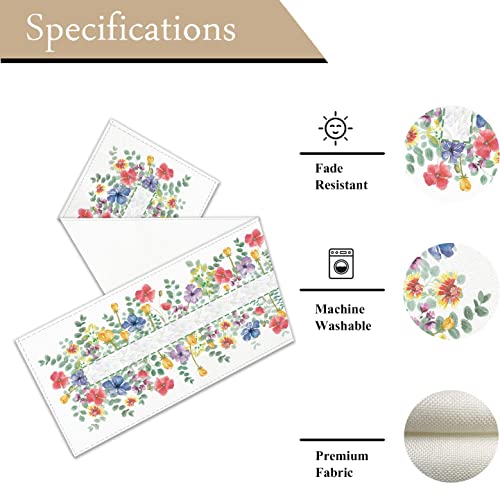 Whomeaf Wildflowers Floral Table Runner Eucalyptus Tulip Vivid Floral Table Runners Spring Summer Seasonal Burlap Kitchen Dining Decor For Table Center Home Wedding Holiday In/Outdoor 13 X 72 Inch #TOP4