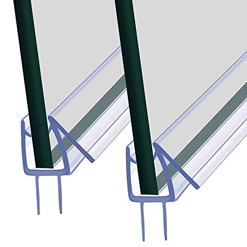 Lot de 2 joints d'étanchéité en plastique pour porte de douche en verre de 4 à 6 mm, joint de remplacement jusqu'à 8-10 mm d'écart