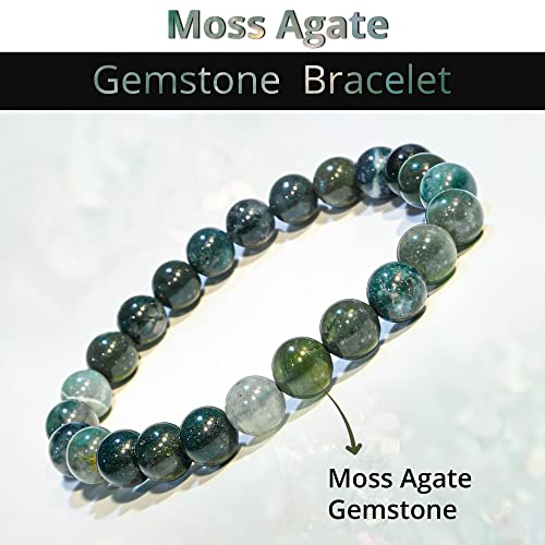 Image of ANAYA AGATE Healing Crystal Bracelet for Women and Men - 8mm Round Beaded Bracelet for Men and Women - Unisex Stretchy Gemstone Bracelet for Healing and Protection