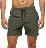 yuyangdpb Men's Swim Trunks Short Quick Dry Beach Shorts Swimming Trunks with Zipper Pockets ArmyGre