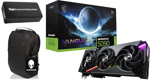 MSI Gaming RTX 5090 32G Vanguard SOC Graphics Card (32GB GDDR7, 512-bit, Extreme Performance: 2527 MHz, DisplayPort x3 2.1a, HDMI 2.1b. Bundle with Targus Dock Station and Backpack Alinware