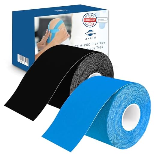 2 Kinesiotape axion® | Cintas kinesiológicas elásticas de color negro y azul | Tape adhesivo deportivo | Rollo para vendaje neuromuscular y fisioterapia | Soporte articular y muscular