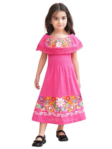 Image of Mexican Dress for Girls Traditional Vestidos Mexicanos Cinco de Mayo Embroidered Dresser Toddler Kids