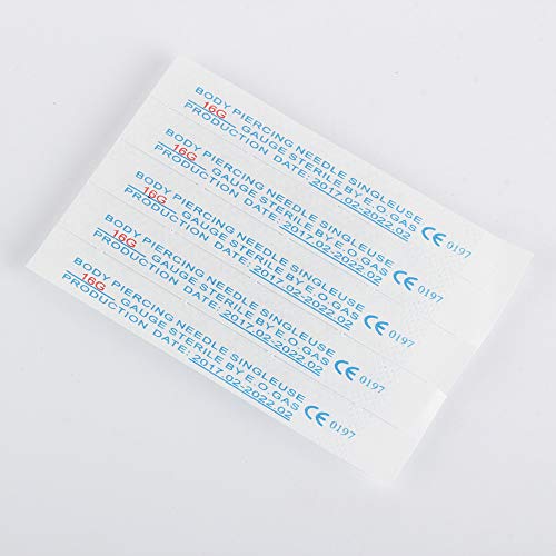 16G 5 Pieces Body Ear Navel Nose Lip Nipple Piercing Needles, Tattoo Supplies, Body Piercing Needles Supply, Disposable Professional Body Piercing Needles Tool for Women/Girl