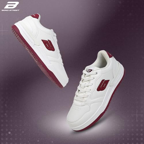 Image of Bond Street Men's White & Green Casual Sneakers | PU Upper Lace-Up Shoes for Men | Lightweight Footwear with Durable PVC Sole | Stylish & Comfortable Men's Fashion Sneakers