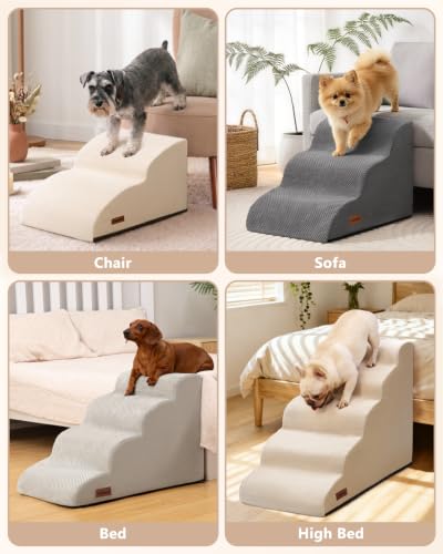 Image of Aodisman Dog Stairs for Small Dogs, Extended 2-Step Pet Ramp for Couch