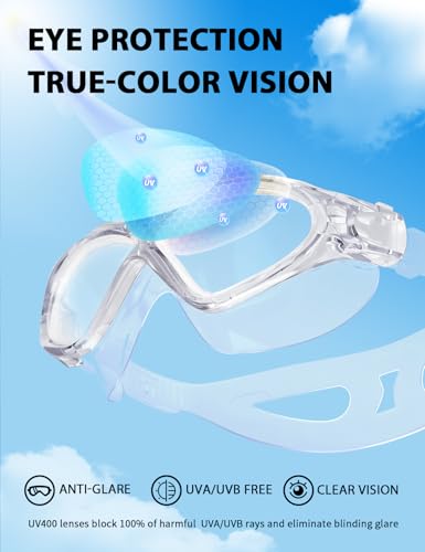 Image of Adult Swim Goggles, Liquid Silicone Anti Fog Swimming Goggles for Men and Women with Anti-Fog /UV & 180 Clear View