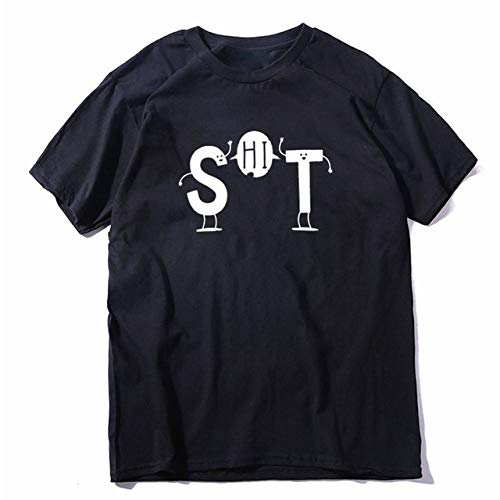T-shirt d'été lâche hommes col rond en coton noir pour un confort absolu