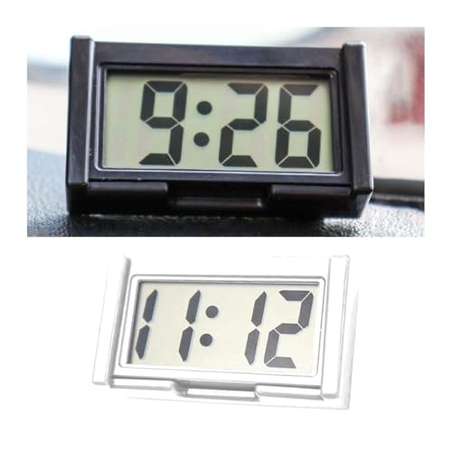 CGEAMDY Kleine Selbstklebende Elektronische Uhr, Auto-Uhr Armaturenbrett, Mini-Auto-Uhr, Auto Elektronische Digitaluhr, Lcd-Digitaluhr, Auto-Uhr Für Autos, Haus, Schreibtisch Und Büro(Weiß)