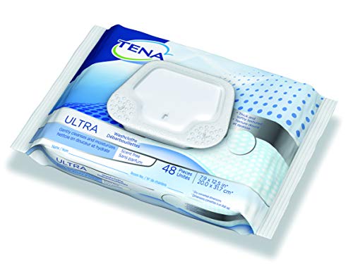 Tena Ultra Skin-Caring Washcloths, 8x12.5 in., Soft-Packs, Case of 8/48s (384 ct)