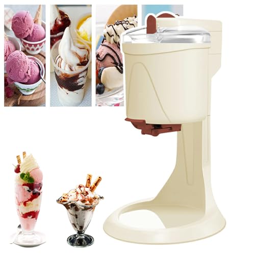 Machine à Crème Glacée Italienne 1000 Ml, Machine De Fabrication De Crème Glacée Molle à La Maison, Mini Petite Machine Automatique à Cône De Yaourt, Avec Tasse à Mesurer Et Spatule