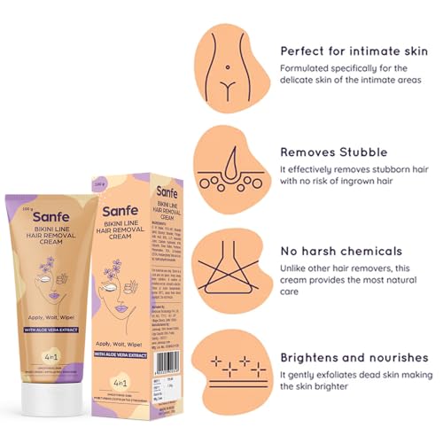 Image of Sanfe Hair Removal Gel- 100ml with Aloe Vera & Coconut Extracts (Hair removal Cream 100 gm)