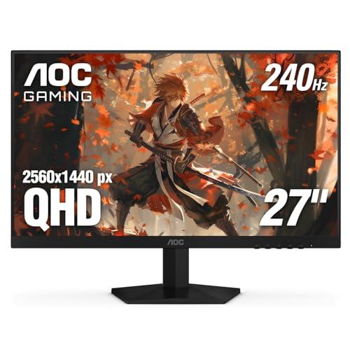 AOC Gaming Q27G41ZE 27 inch QHD IPS Gaming Monitor 2560x1440, 240Hz 0.3ms, Console Gaming Ready, 3-Sided Frameless, 1x HDMI 2.0, 1x Display Port, 3-Year Zero-Bright-Dot