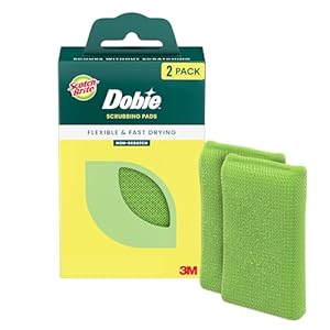 Scotch-Brite Blooms Dobie – Esponja de cocina antiarañazos para limpiar platos, electrodomésticos y baños, esponja verde hoja para platos que se seca rápido, paquete de 2