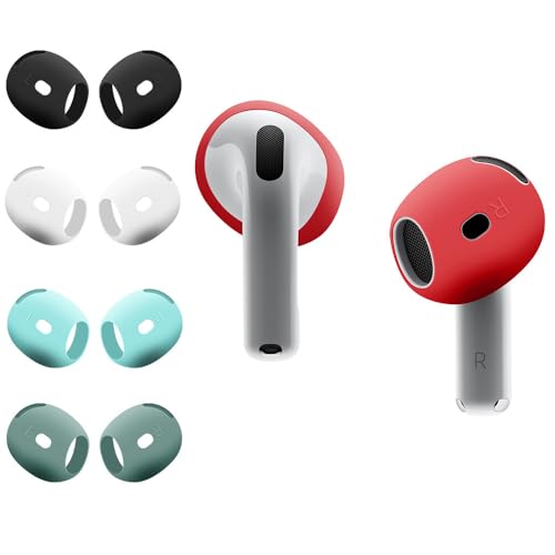 [5 Pairs] for AirPods 4 Ear Tips Covers, Sport Anti Slip Ear Skin Tips Accessories, Ultra Thin Slim Soft Silicone Ear Tips Earbuds Gel Cover Compatible with Apple AirPods 4th Generation (5 Colors Mix)